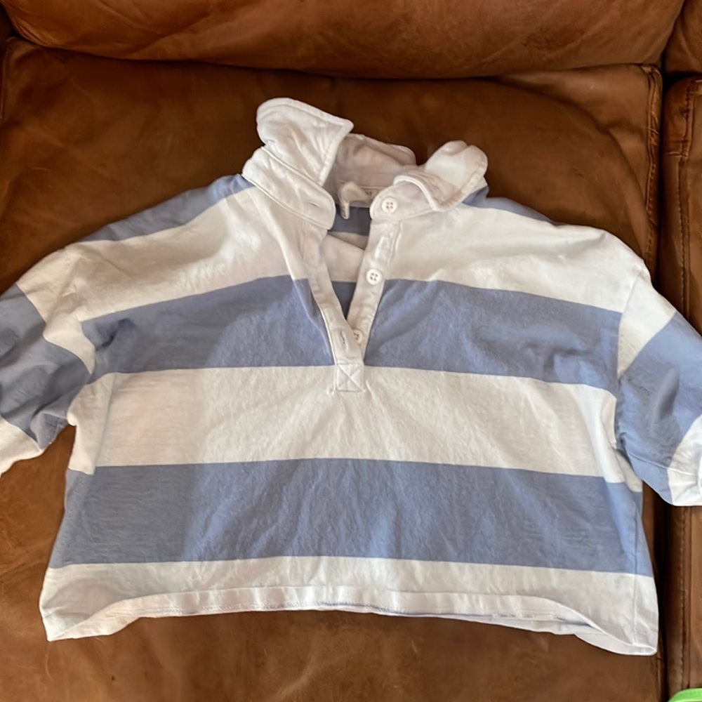 Blue striped crop top
